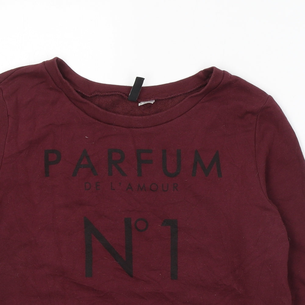 Divided by H&M Womens Red  Cotton Pullover Sweatshirt Size L  Pullover
