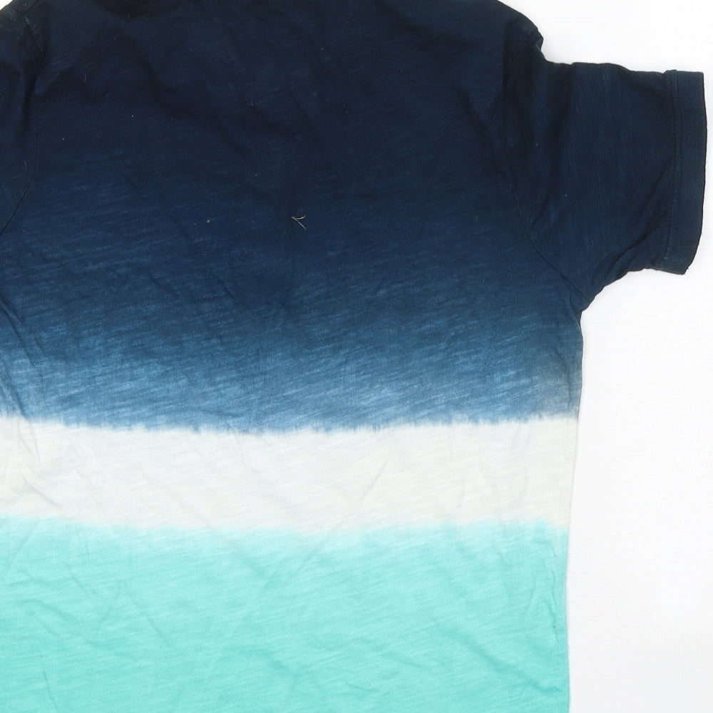 George Boys Blue Colourblock Cotton Basic Polo Size 11-12 Years Collared Pullover