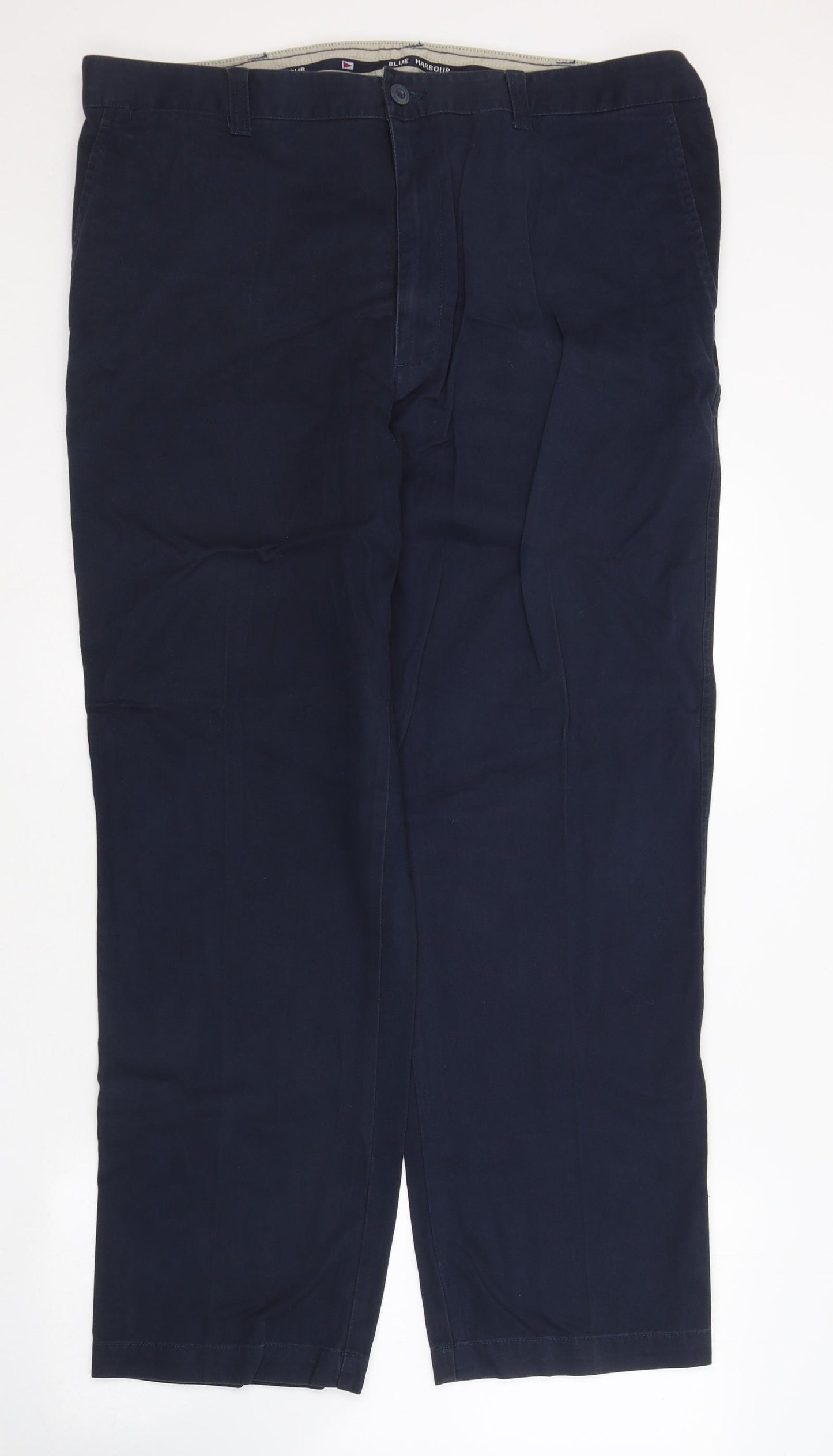 Blue Harbour Mens Blue  Cotton Chino Trousers Size 40 in L31 in Regular Button