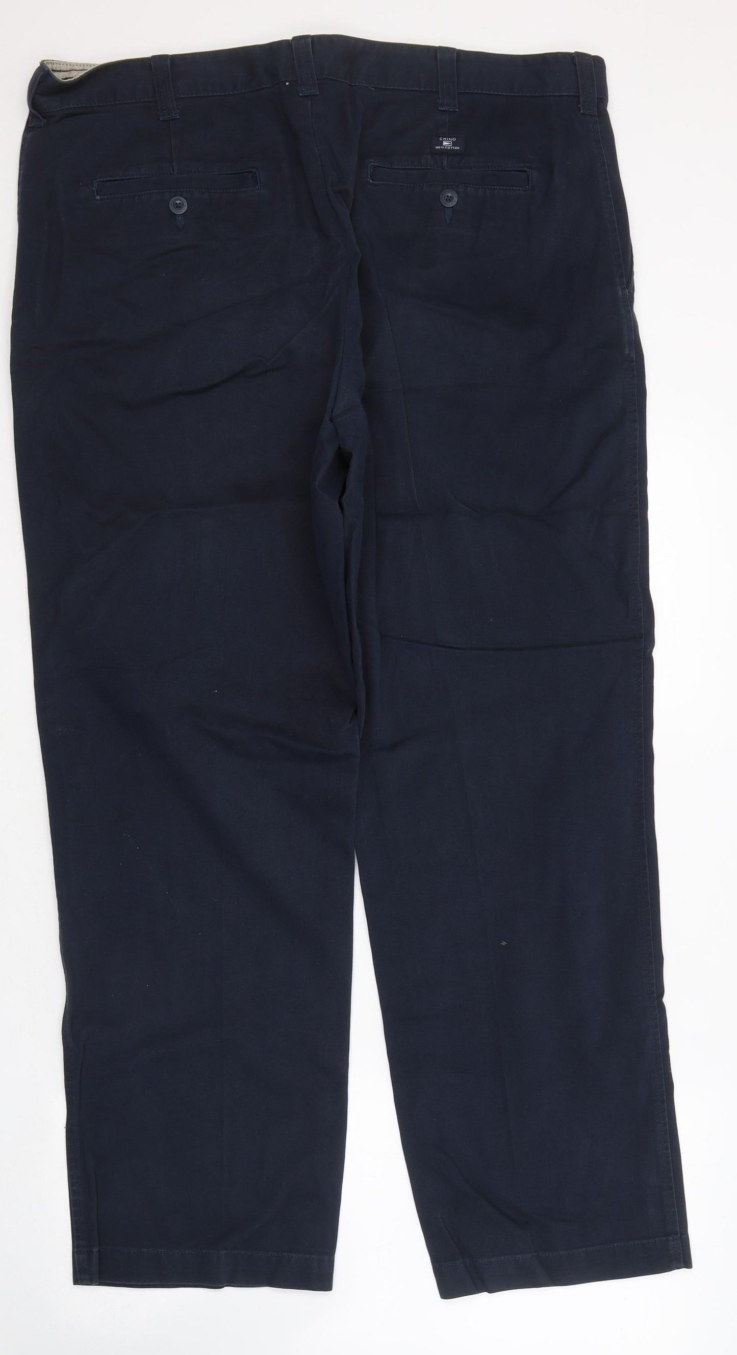 Blue Harbour Mens Blue  Cotton Chino Trousers Size 40 in L31 in Regular Button