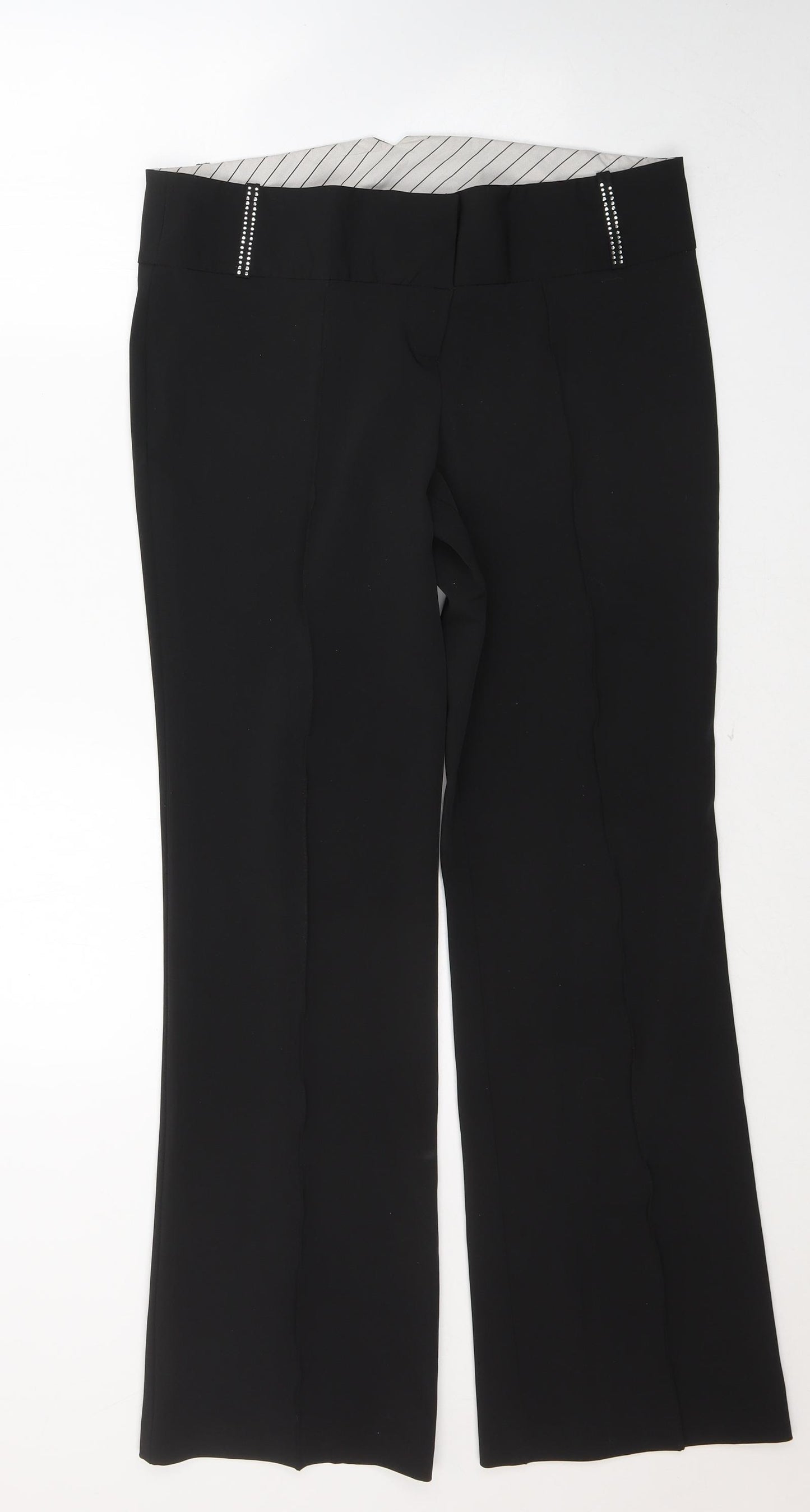 Papaya Womens Black  Polyester Trousers  Size 14 L30 in Regular Button