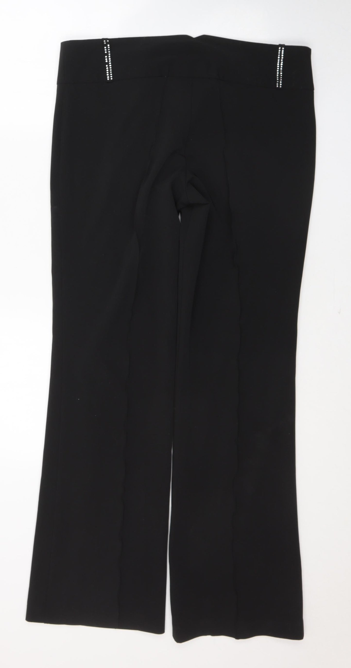 Papaya Womens Black  Polyester Trousers  Size 14 L30 in Regular Button