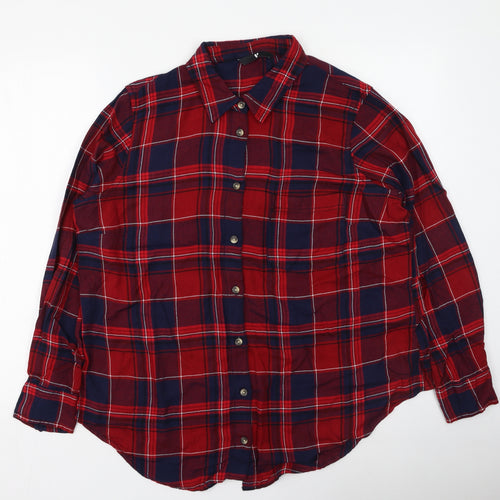 Very  Womens Multicoloured Plaid Viscose Basic Button-Up Size 16 Collared