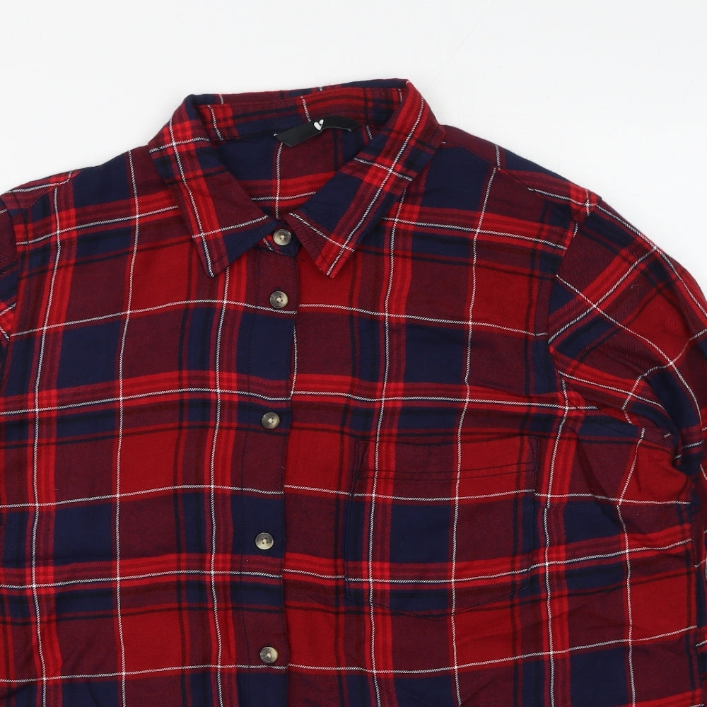 Very  Womens Multicoloured Plaid Viscose Basic Button-Up Size 16 Collared
