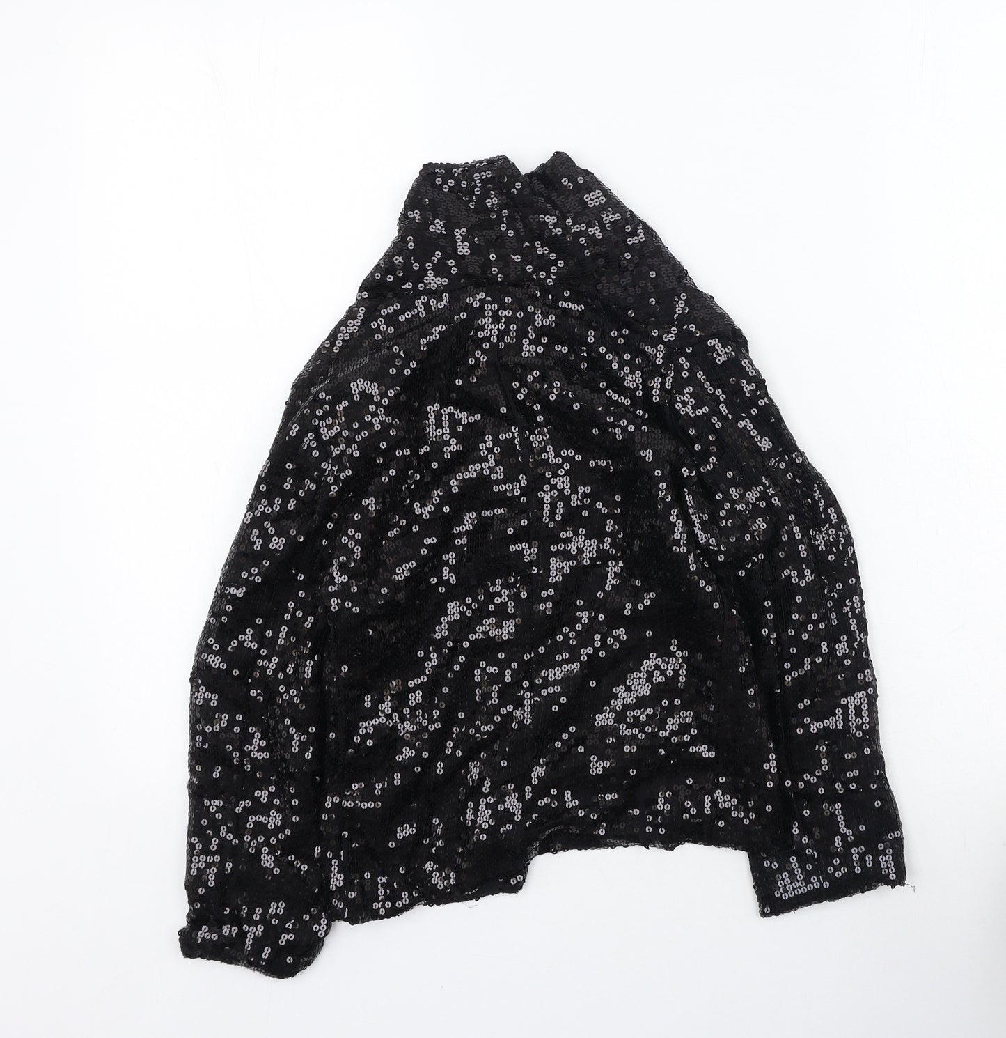 YD Girls Black Collared  Polyester Cardigan Jumper Size 12-13 Years