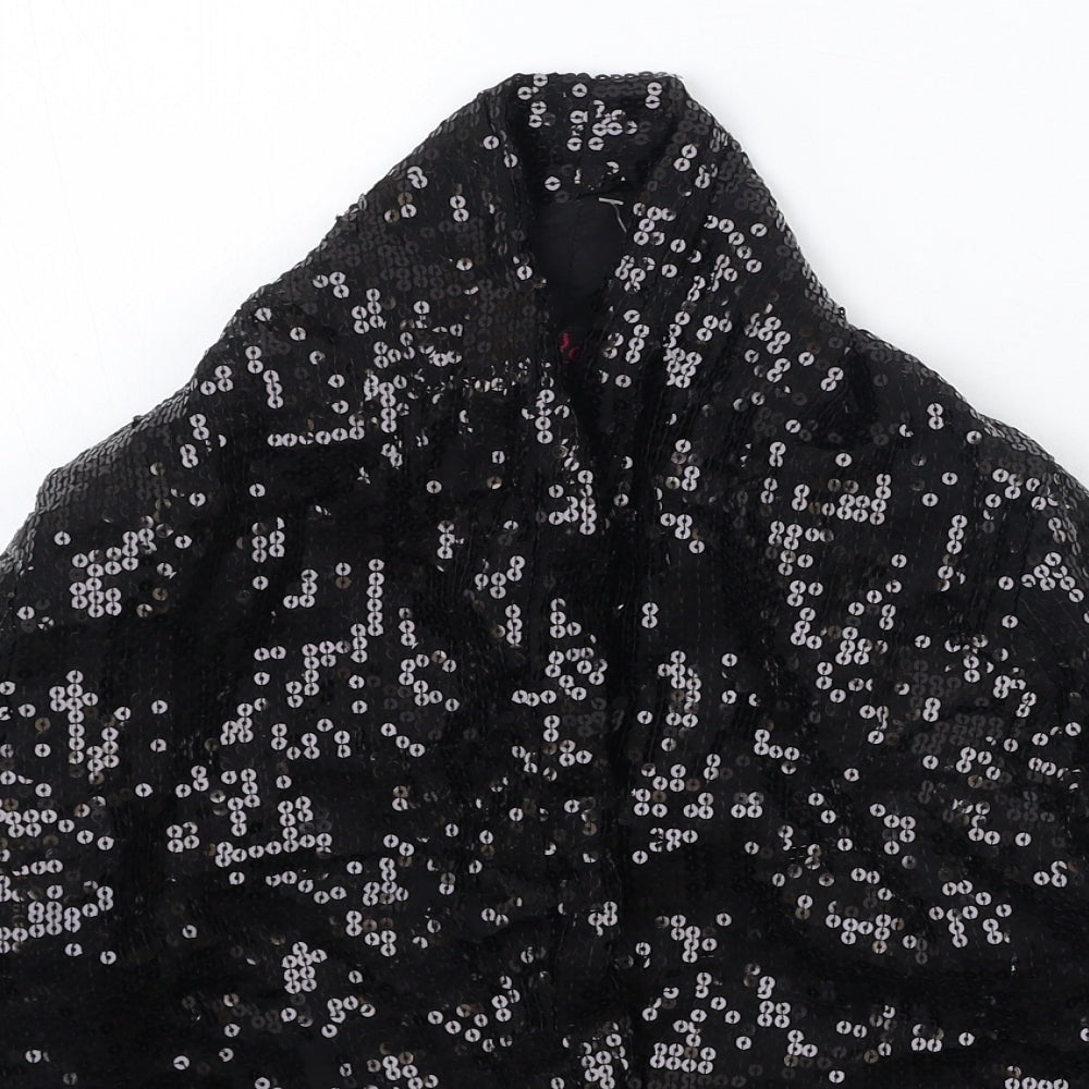 YD Girls Black Collared  Polyester Cardigan Jumper Size 12-13 Years