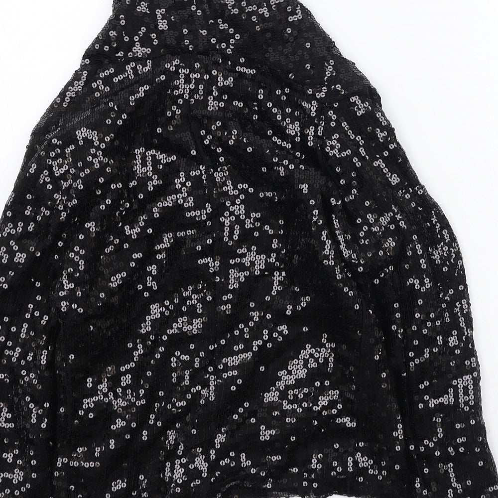 YD Girls Black Collared  Polyester Cardigan Jumper Size 12-13 Years
