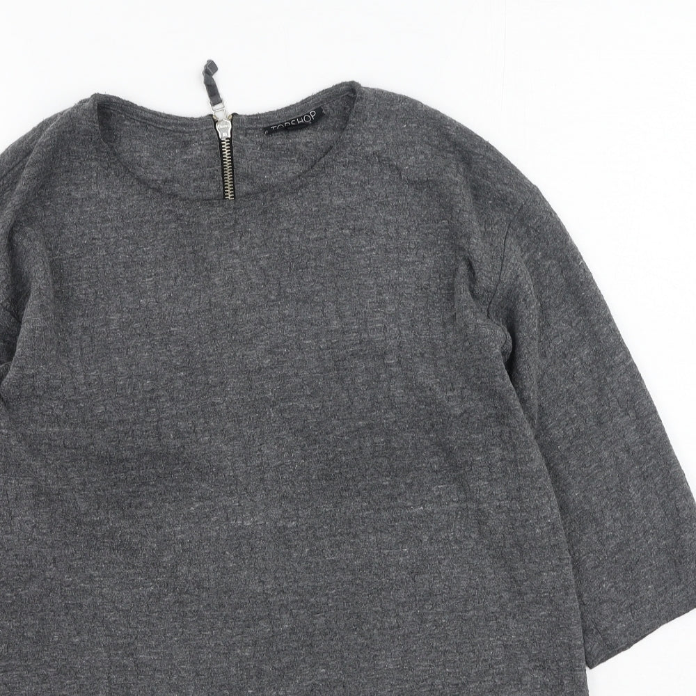 Topshop Womens Grey Round Neck  Polyester Pullover Jumper Size 8