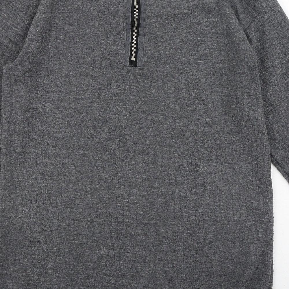 Topshop Womens Grey Round Neck  Polyester Pullover Jumper Size 8