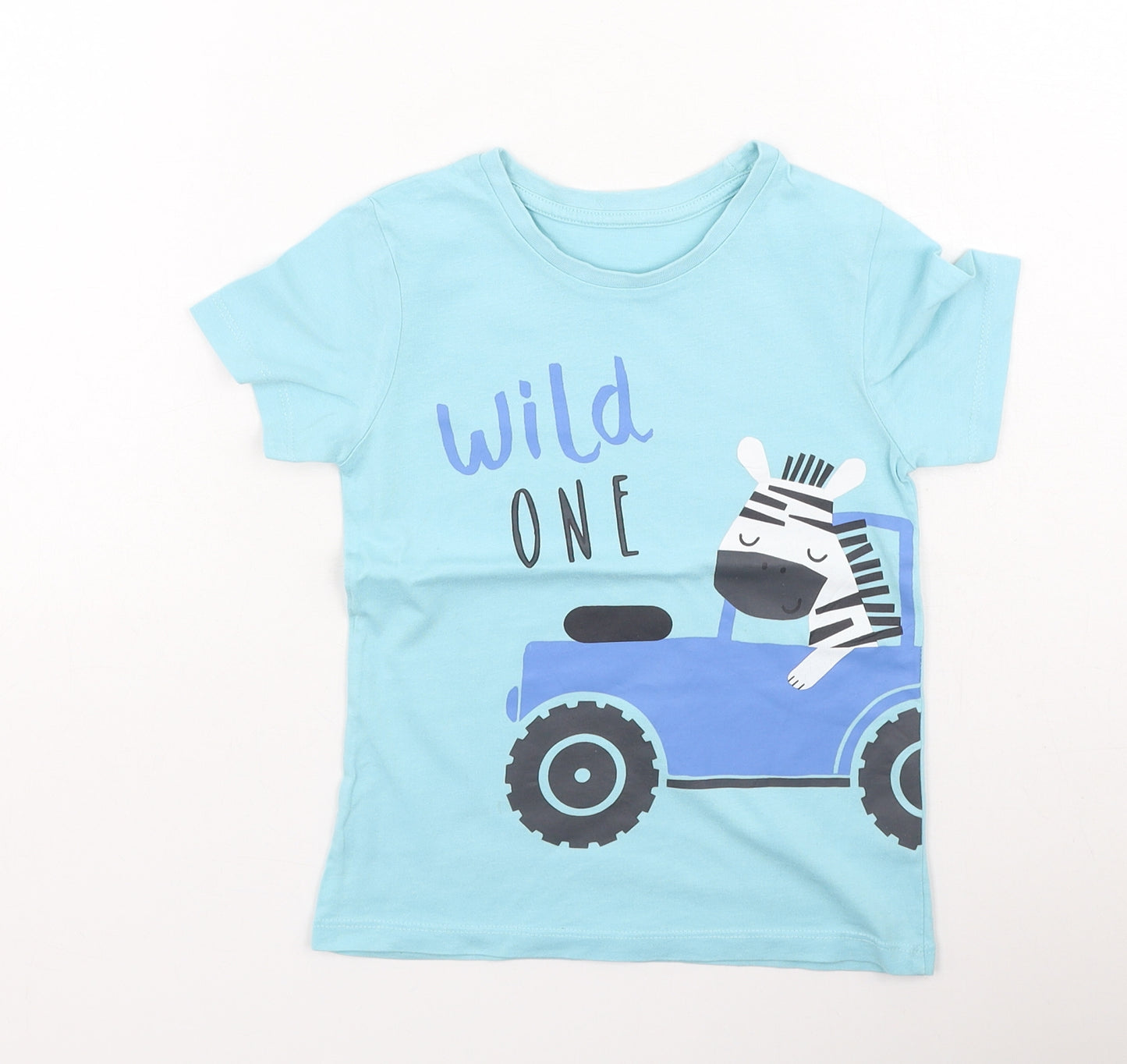 Dunnes Stores Boys Blue  Cotton Basic Casual Size 3-4 Years Round Neck