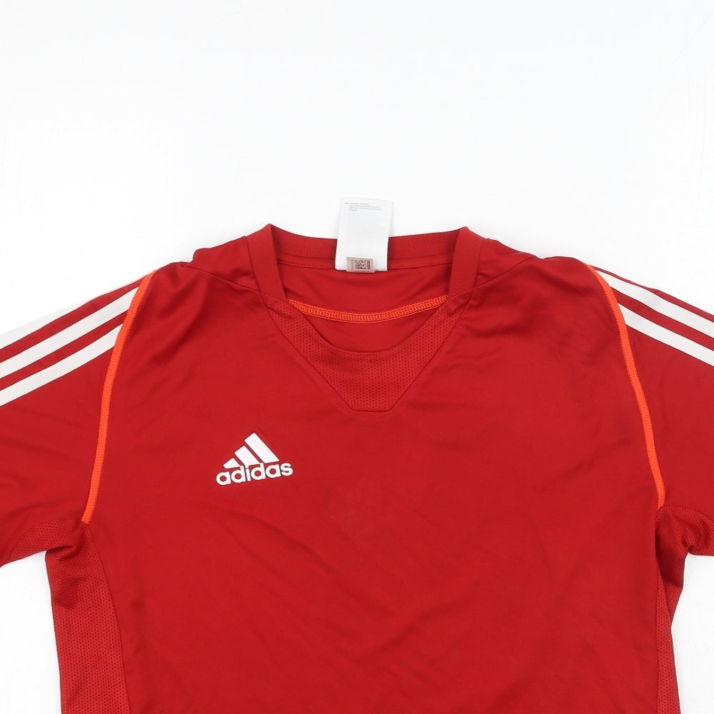 adidas Mens Red  Polyester  T-Shirt Size 20 Round Neck