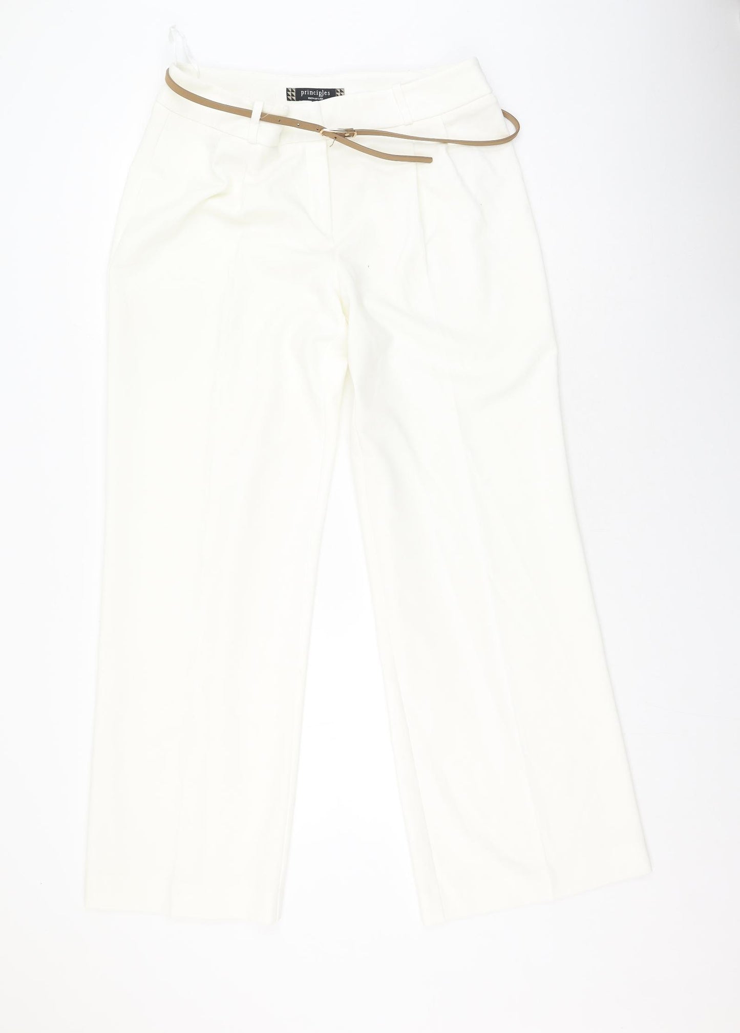 Principles Womens White  Polyester Trousers  Size 14 L28 in Regular