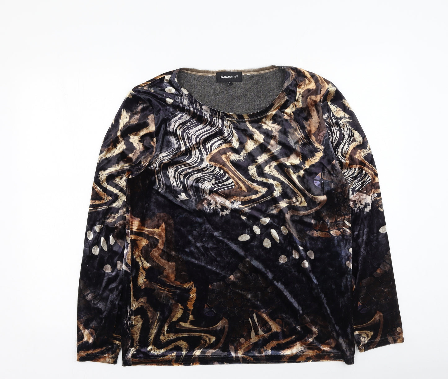 Paramour Womens Multicoloured Geometric Polyester Basic Blouse Size L Round Neck