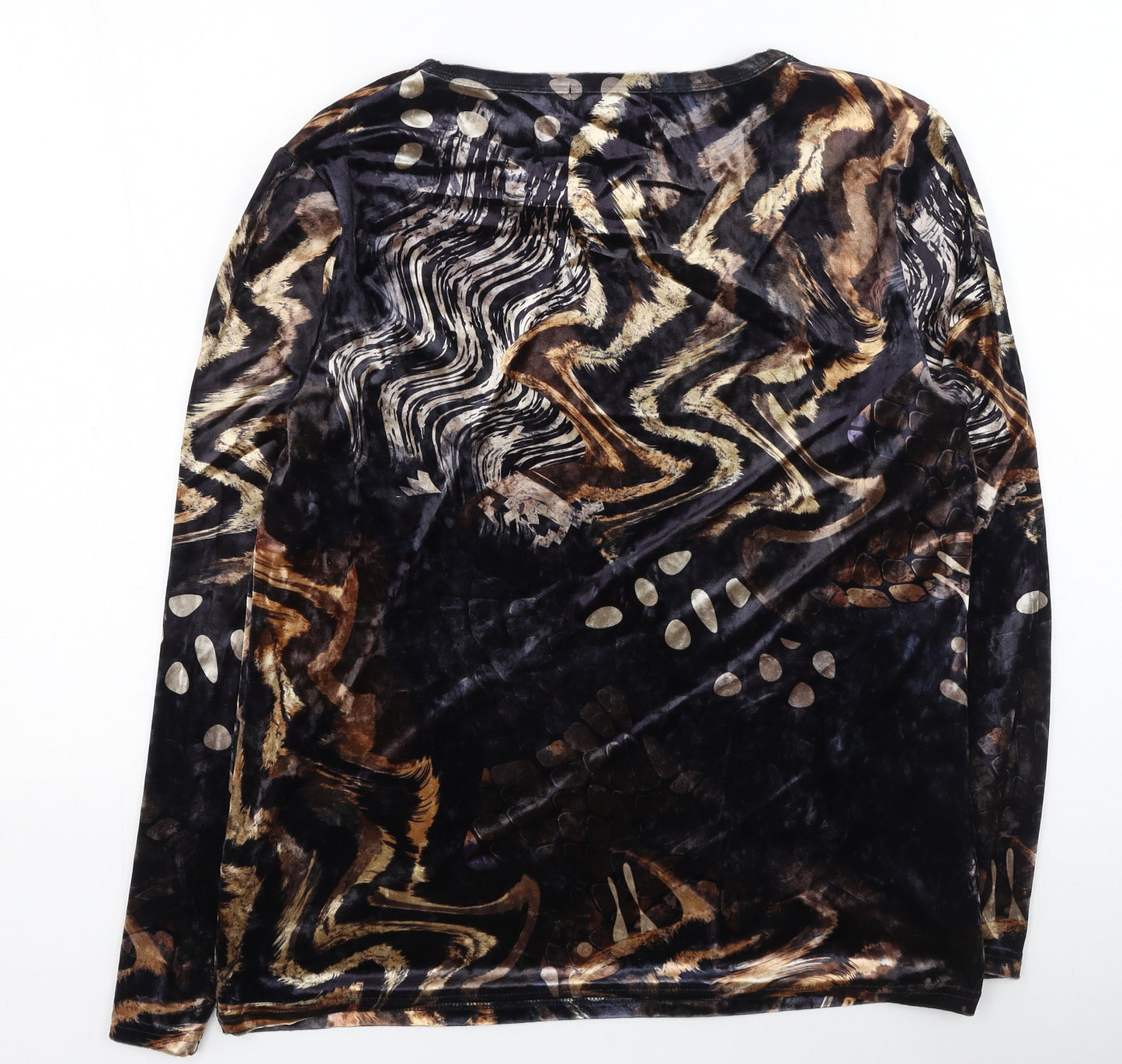 Paramour Womens Multicoloured Geometric Polyester Basic Blouse Size L Round Neck