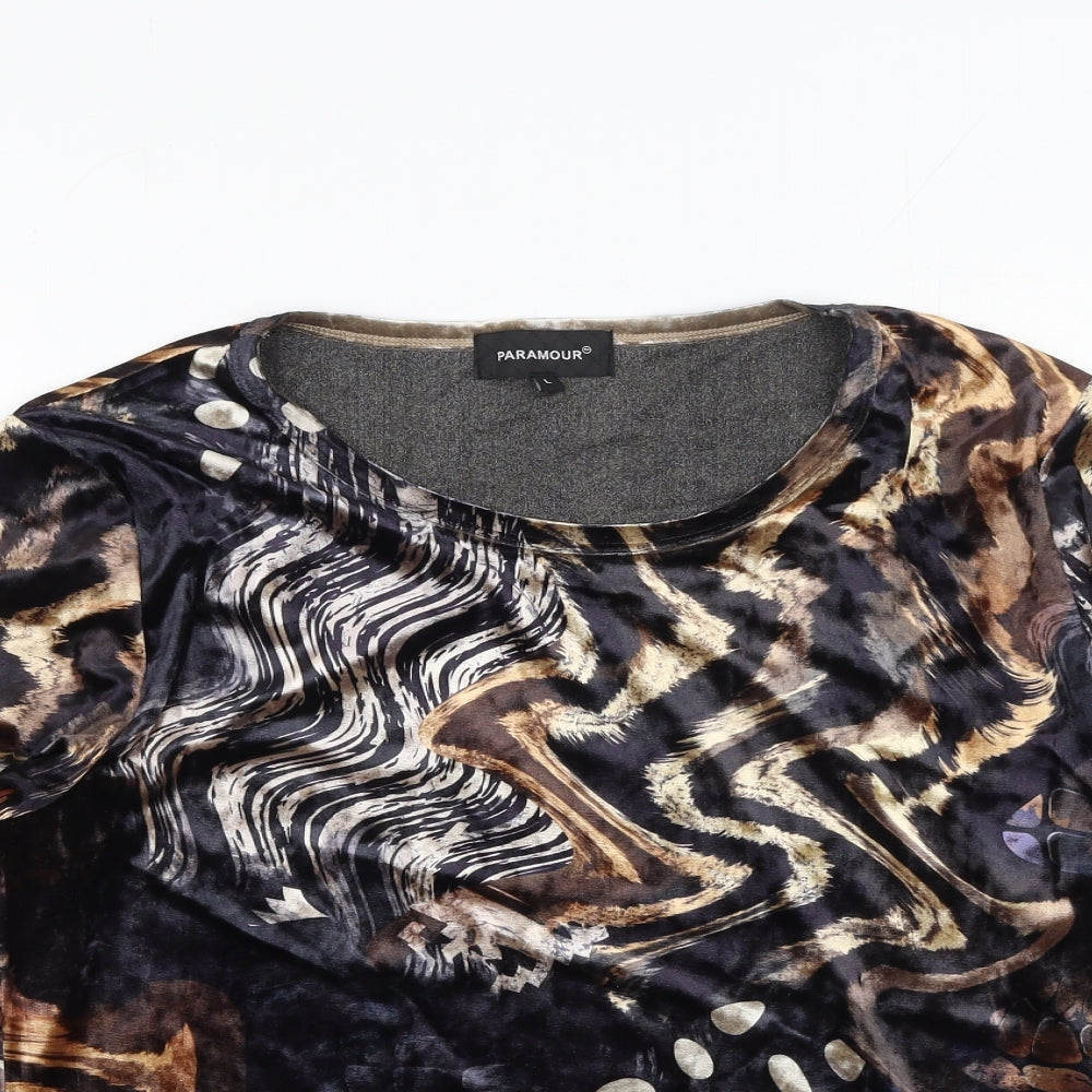 Paramour Womens Multicoloured Geometric Polyester Basic Blouse Size L Round Neck