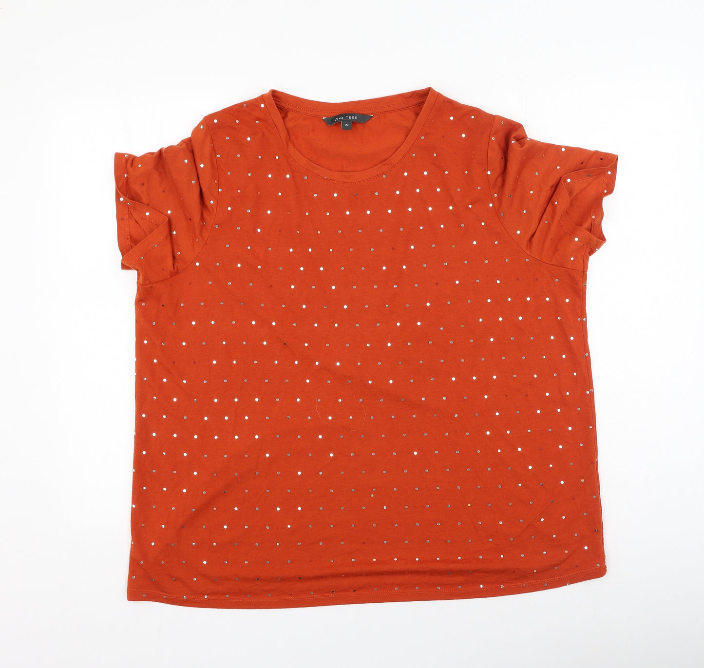 Love Tees Womens Orange  Polyester Basic T-Shirt Size 20 Round Neck