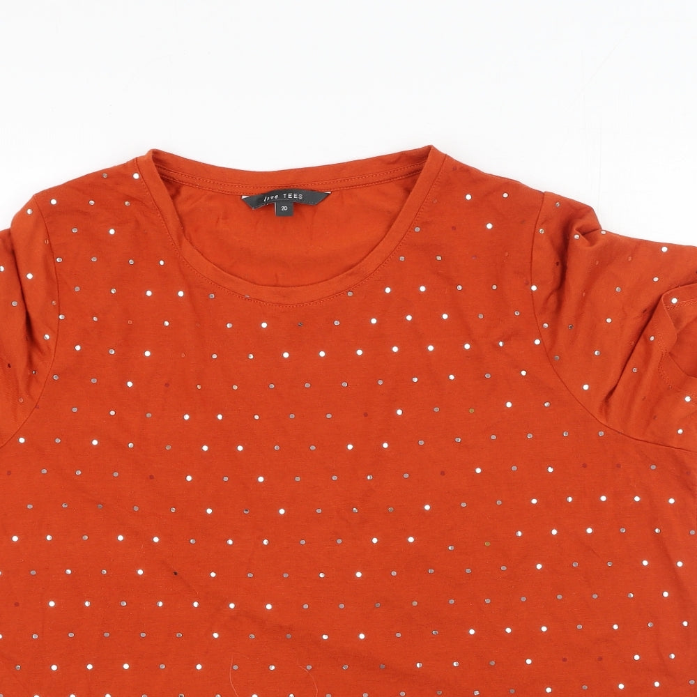 Love Tees Womens Orange  Polyester Basic T-Shirt Size 20 Round Neck
