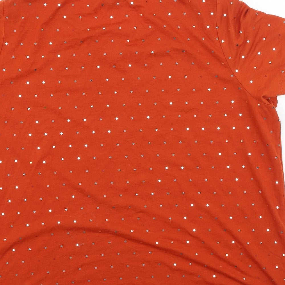 Love Tees Womens Orange  Polyester Basic T-Shirt Size 20 Round Neck