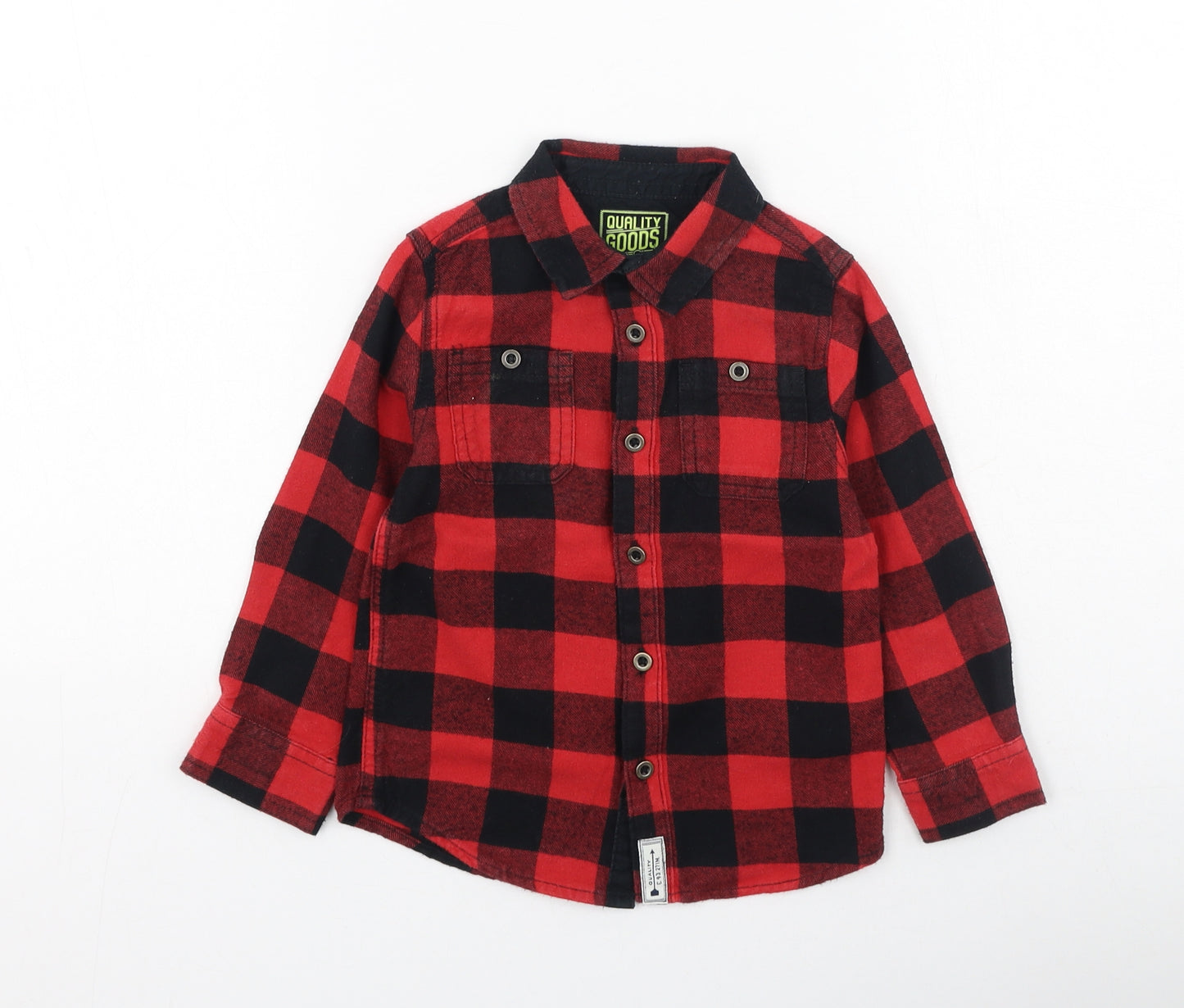 F&F Boys Multicoloured Plaid Cotton Basic Dress Shirt Size 3-4 Years Collared