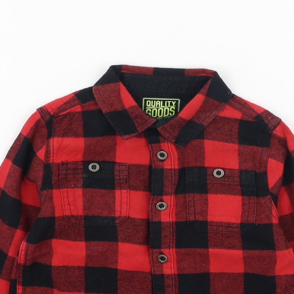 F&F Boys Multicoloured Plaid Cotton Basic Dress Shirt Size 3-4 Years Collared