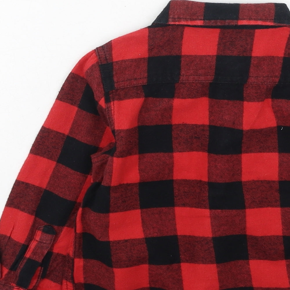 F&F Boys Multicoloured Plaid Cotton Basic Dress Shirt Size 3-4 Years Collared