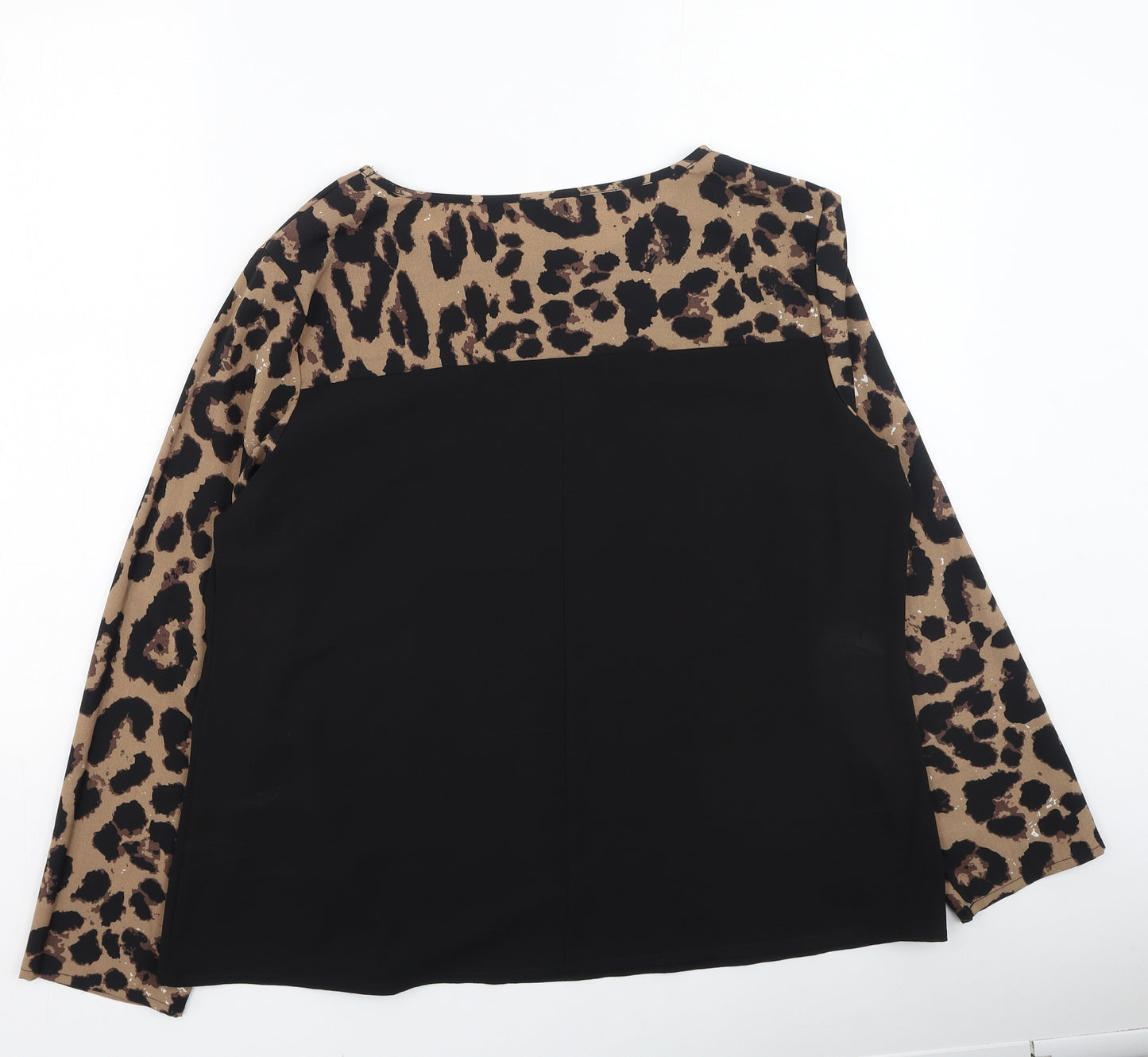 SheIn Womens Multicoloured Animal Print Polyester Basic Blouse Size XL Round Neck