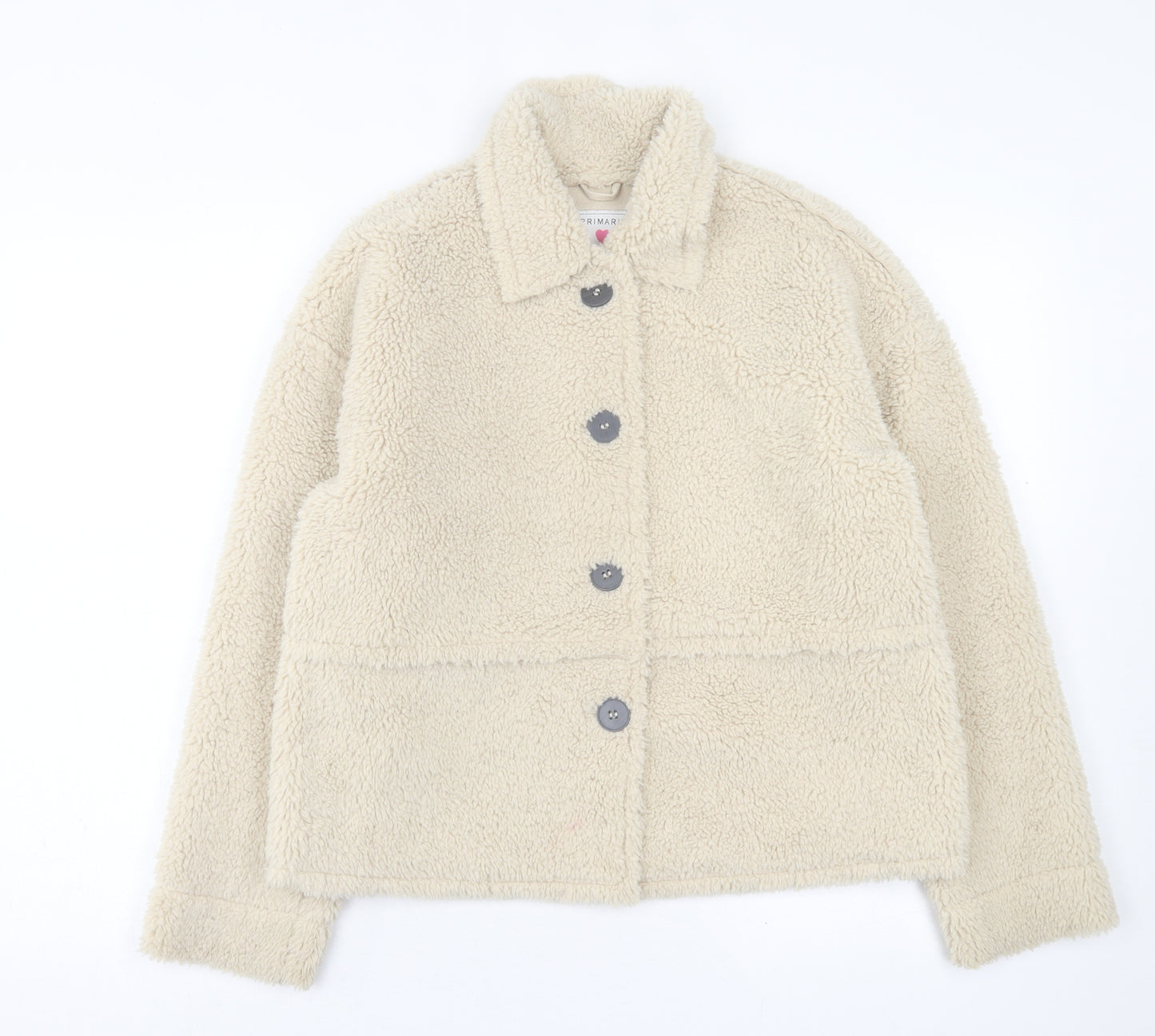 Primark Girls Ivory   Basic Coat Jacket Size 11-12 Years  Button