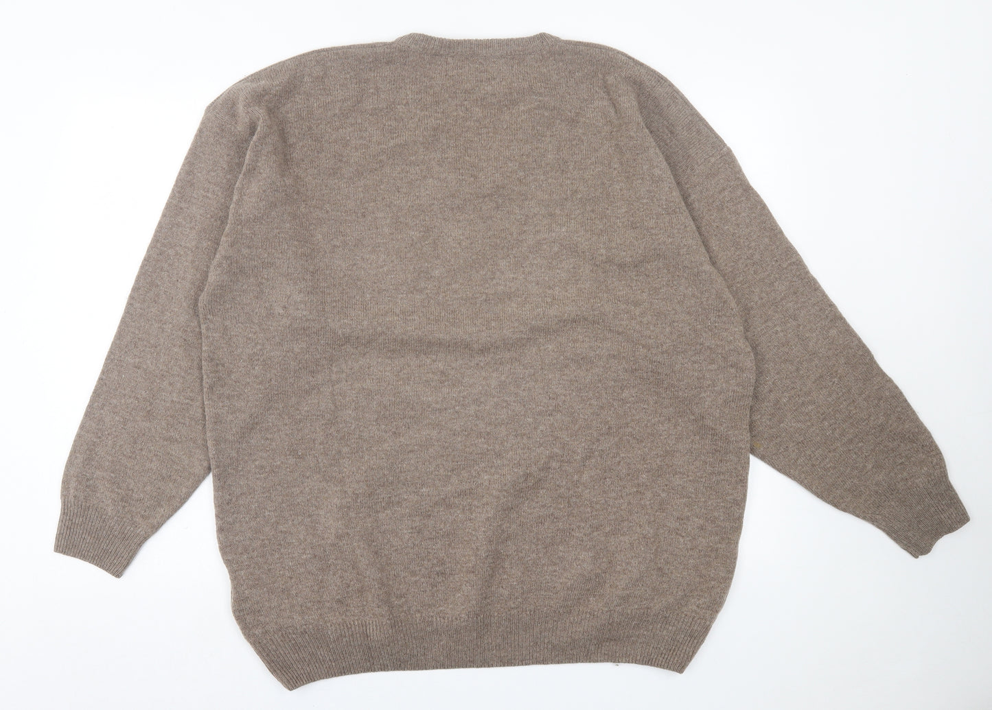 Country Trader Mens Brown V-Neck  Wool Pullover Jumper Size XL