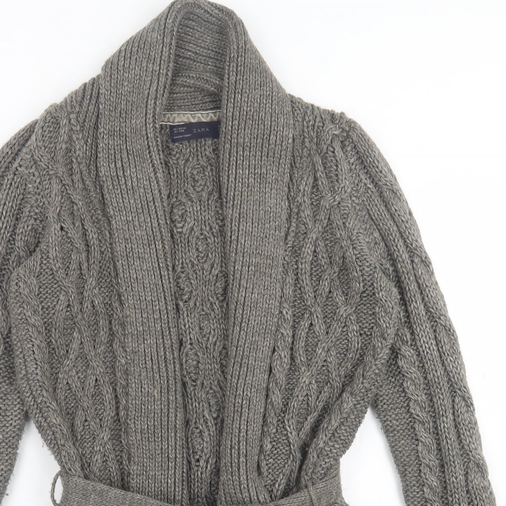 Zara Womens Brown V-Neck  Acrylic Cardigan Jumper Size S