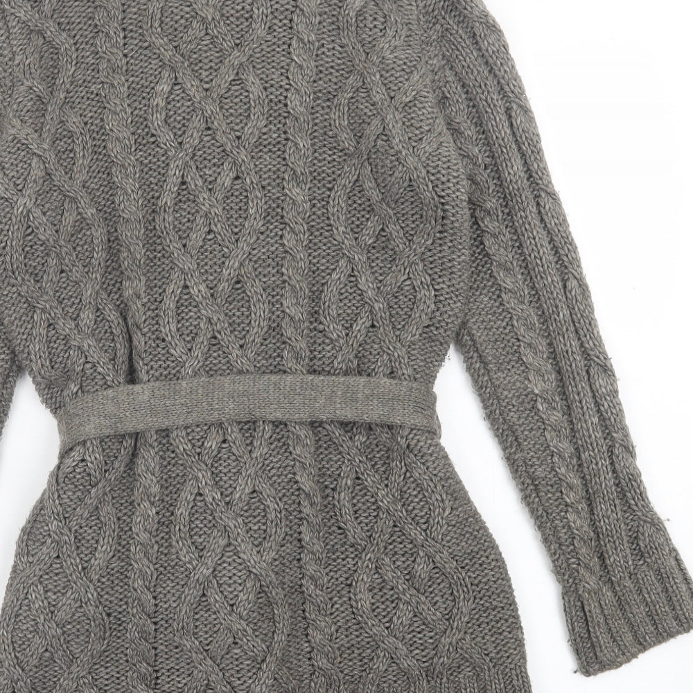 Zara Womens Brown V-Neck  Acrylic Cardigan Jumper Size S