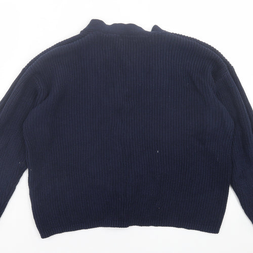 m&vo Womens Blue V-Neck  Cotton Cardigan Jumper Size 14