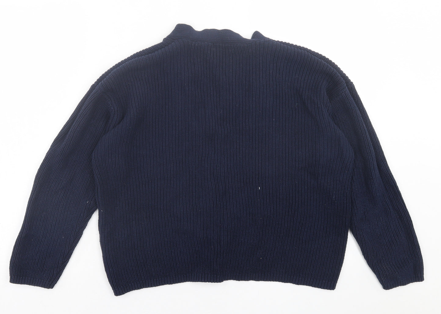 m&vo Womens Blue V-Neck  Cotton Cardigan Jumper Size 14