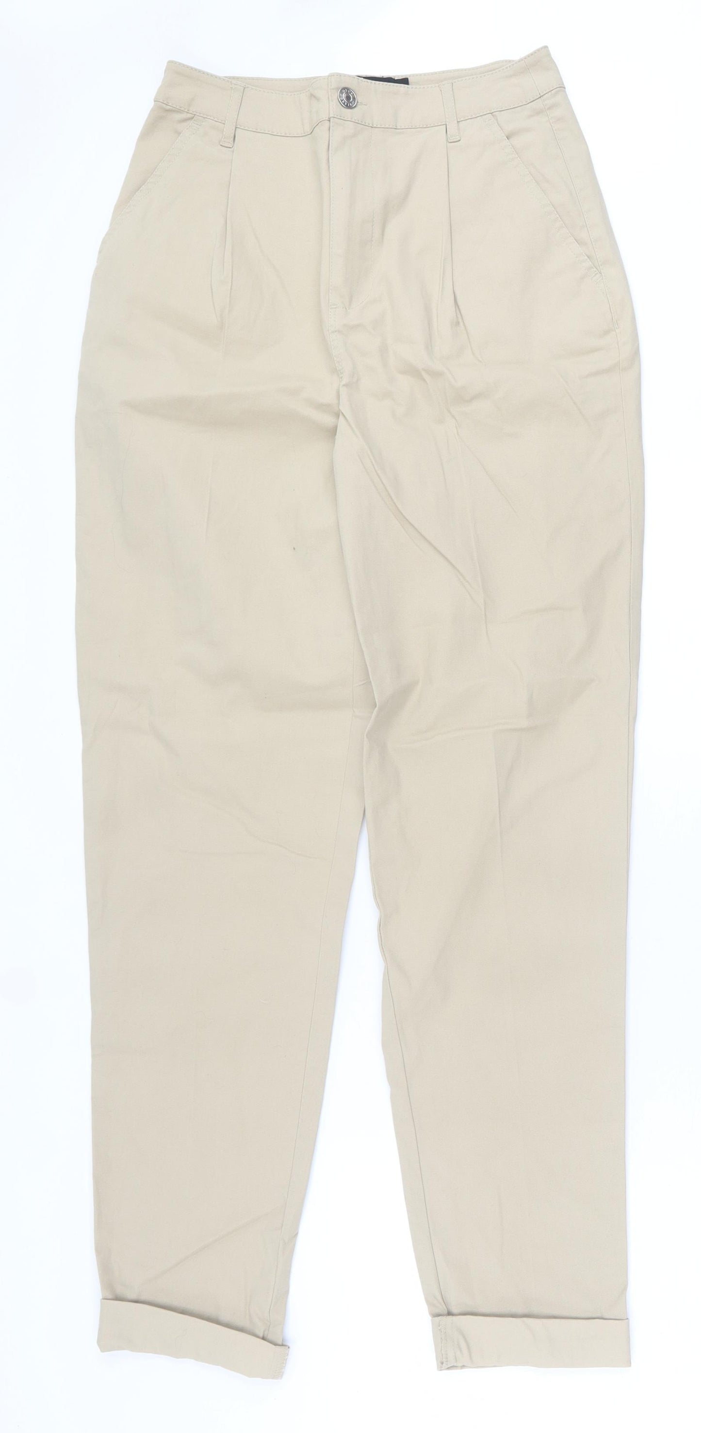 ASOS Womens Beige  Cotton Trousers  Size 8 L30 in Regular Button