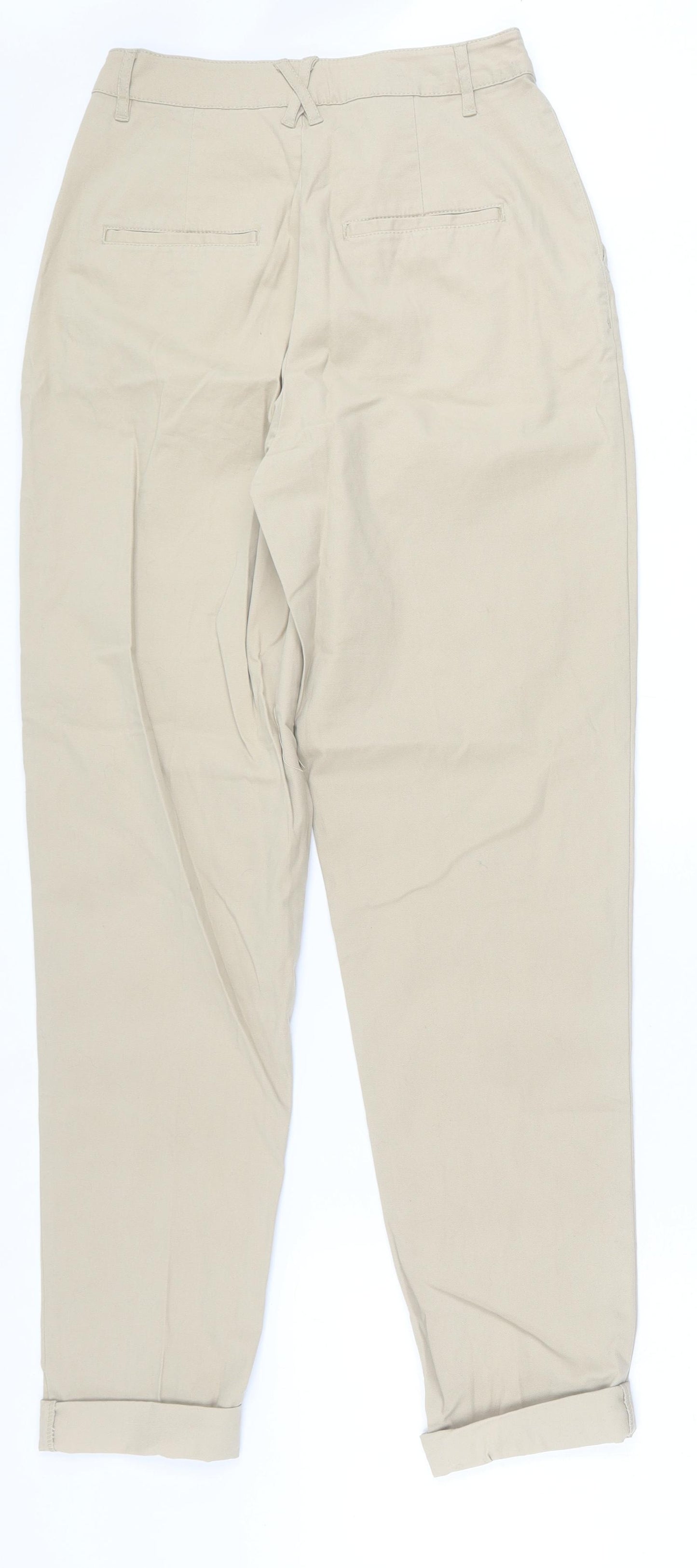 ASOS Womens Beige  Cotton Trousers  Size 8 L30 in Regular Button
