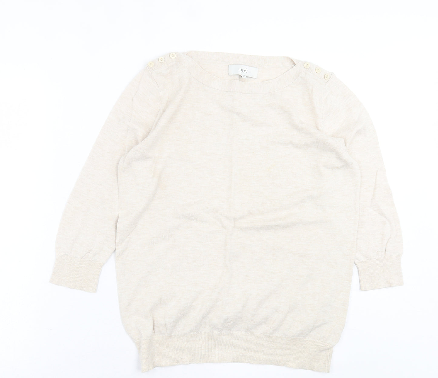 NEXT Womens Beige Boat Neck  Cotton Pullover Jumper Size 16