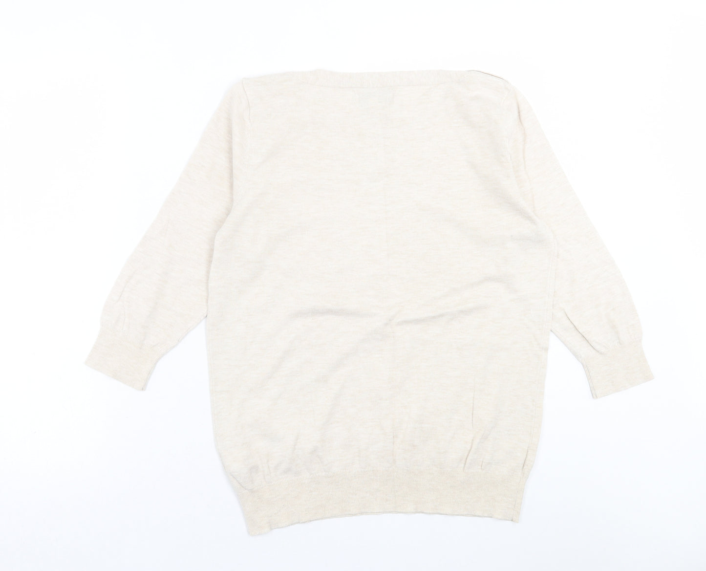 NEXT Womens Beige Boat Neck  Cotton Pullover Jumper Size 16