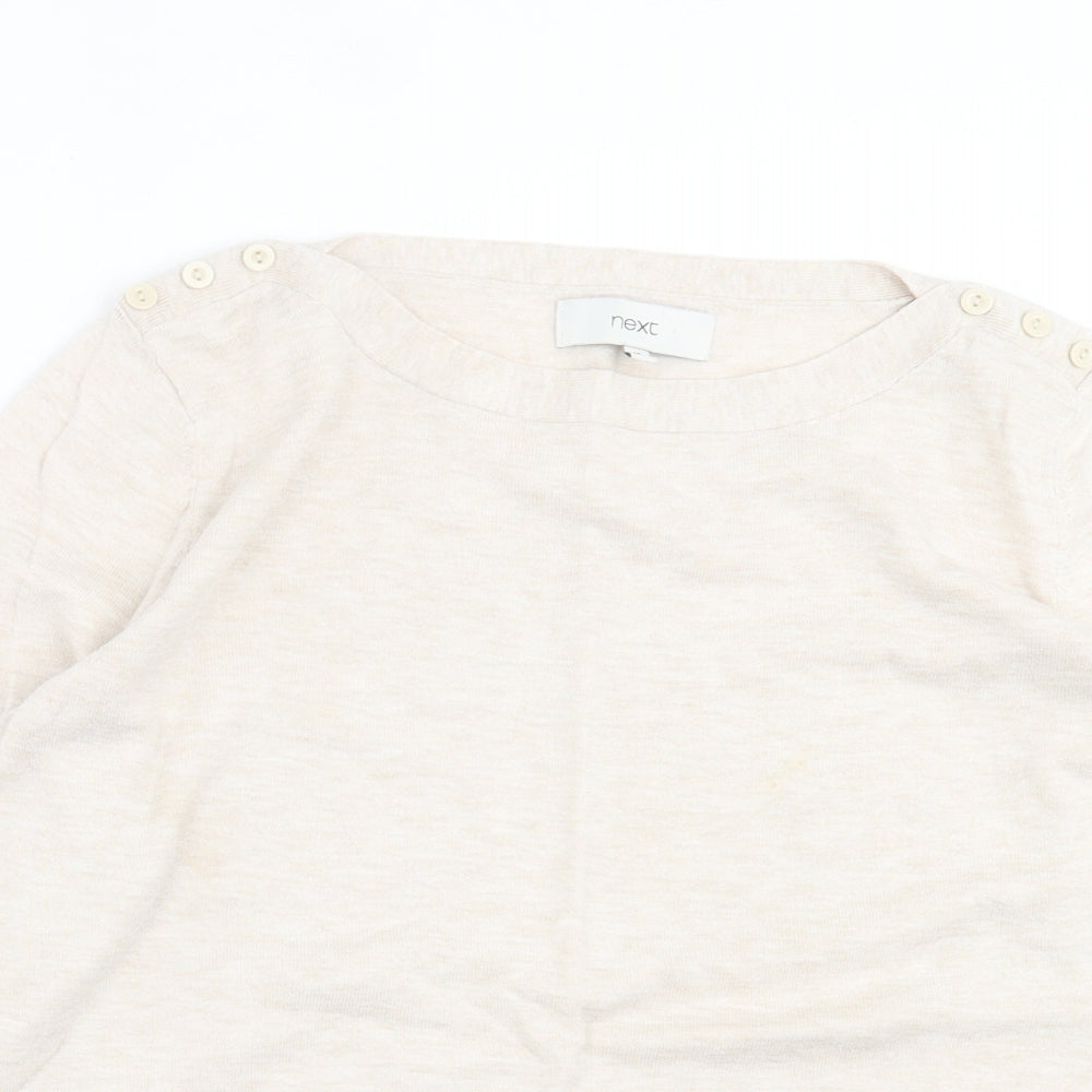 NEXT Womens Beige Boat Neck  Cotton Pullover Jumper Size 16