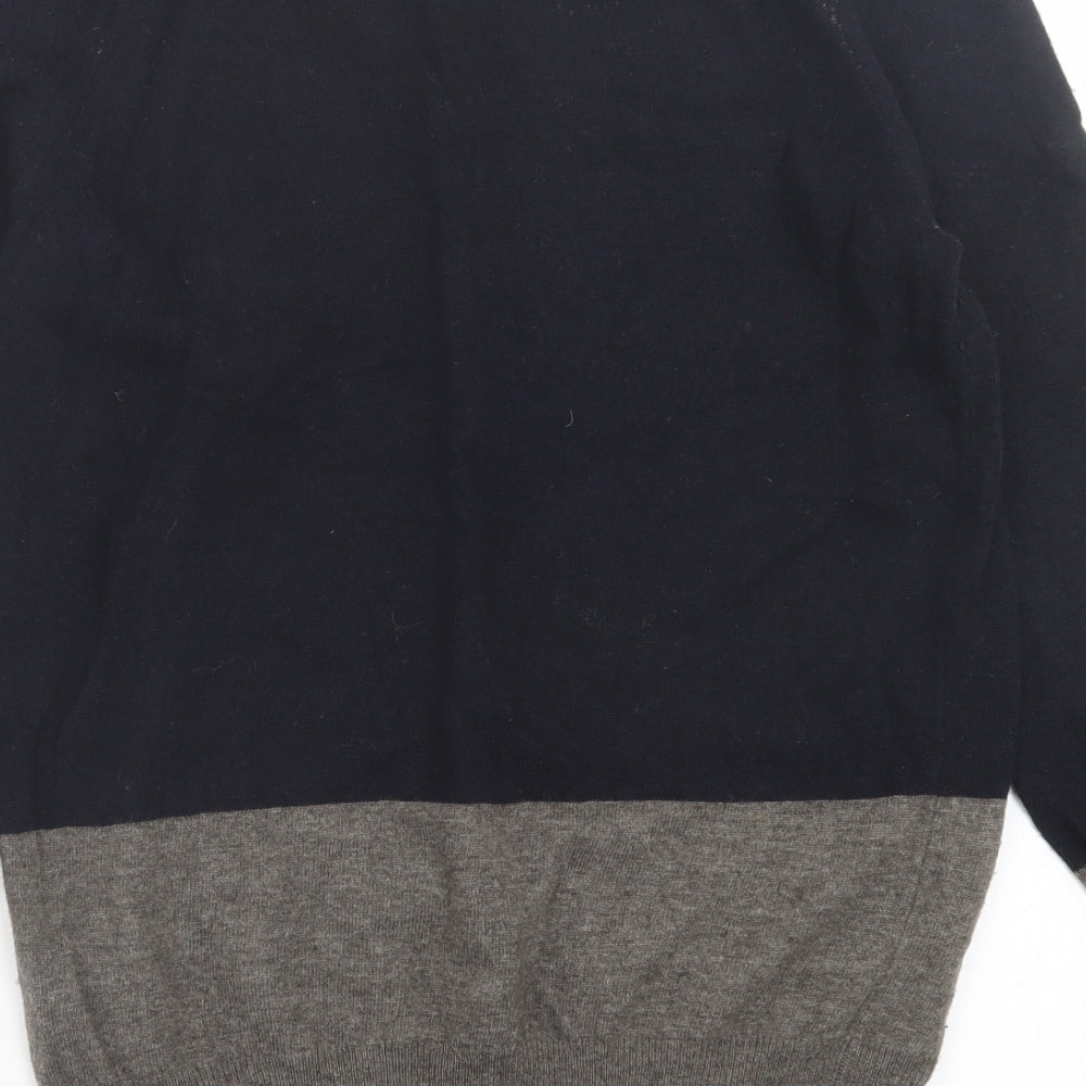 AllSaints Mens Green Crew Neck Striped Wool Pullover Jumper Size S