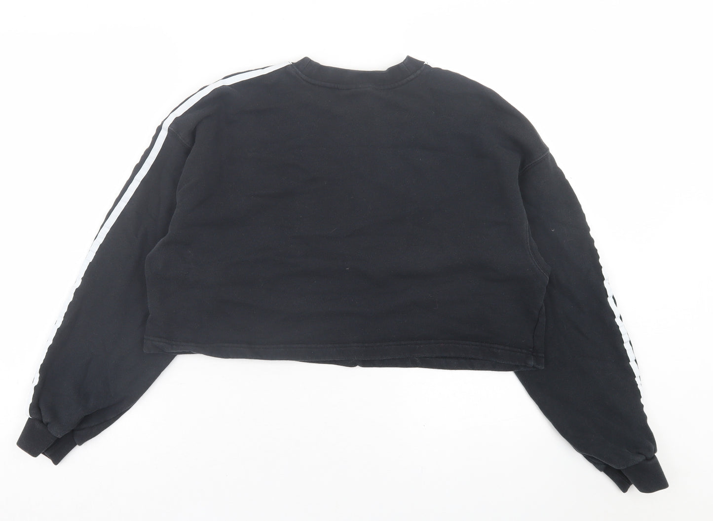 adidas Womens Black Striped Cotton Pullover Sweatshirt Size 8  Pullover