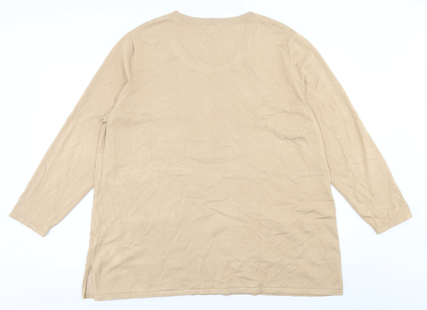 Michele Hope Womens Brown Crew Neck  Acrylic Pullover Jumper Size 22