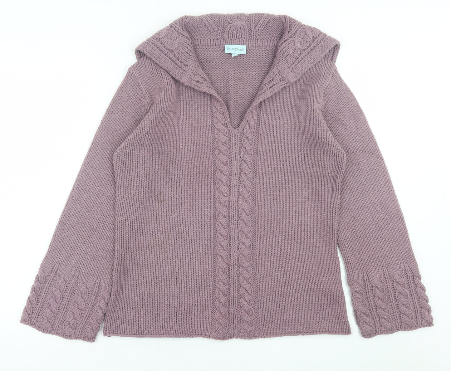Atmosphere Womens Purple V-Neck  Acrylic Pullover Jumper Size 14