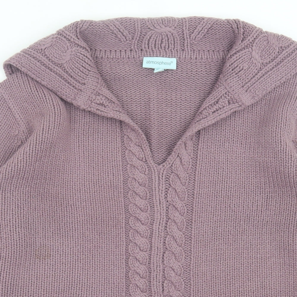 Atmosphere Womens Purple V-Neck  Acrylic Pullover Jumper Size 14