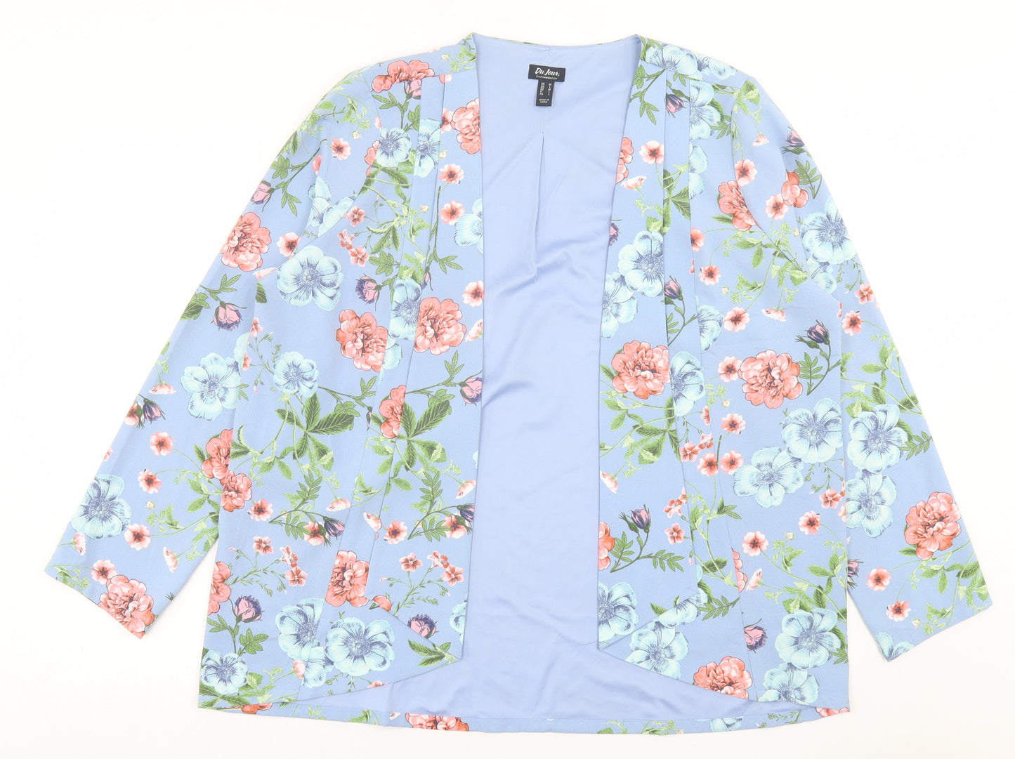 Belle Du Jour Womens Blue Floral  Jacket  Size M