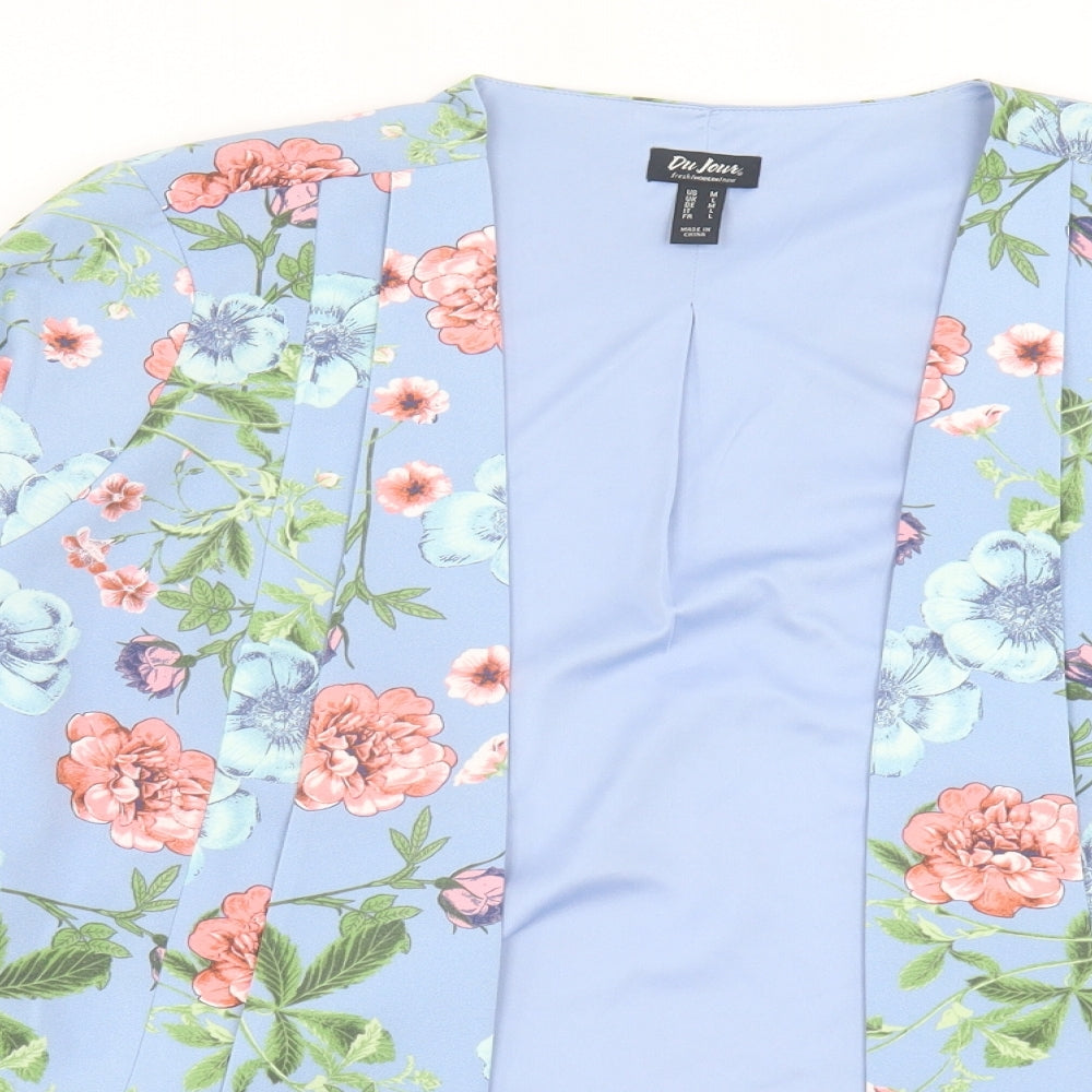 Belle Du Jour Womens Blue Floral  Jacket  Size M