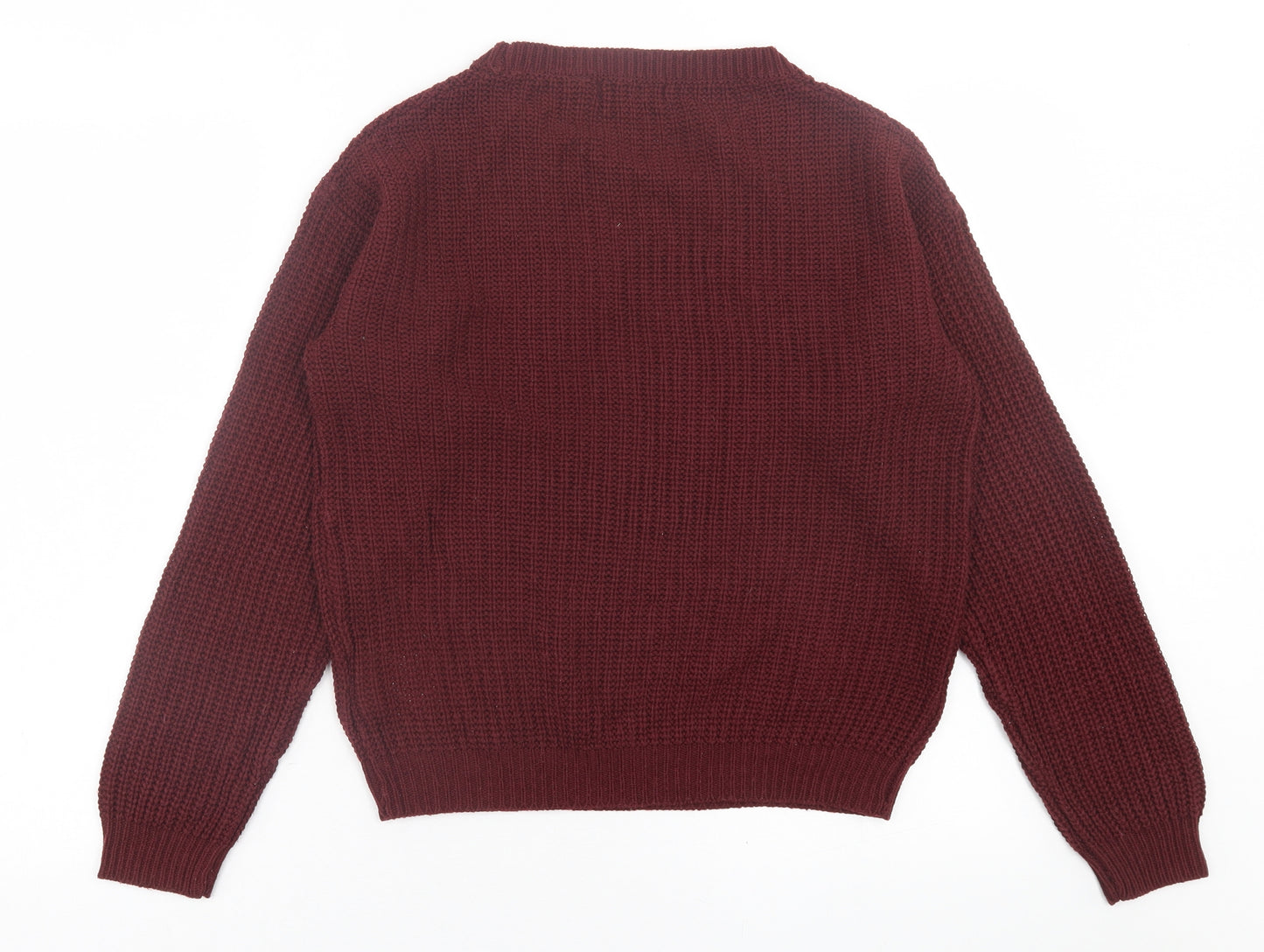 Brave Soul Womens Purple Crew Neck  Acrylic Pullover Jumper Size 8
