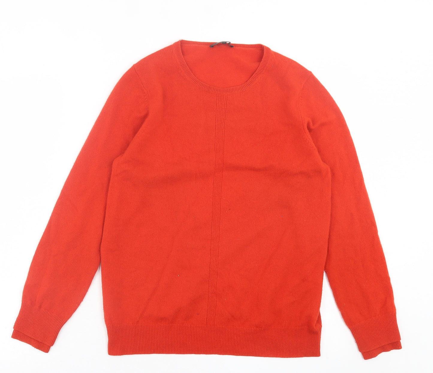 Jaeger Womens Orange Crew Neck  Cashmere Pullover Jumper Size M