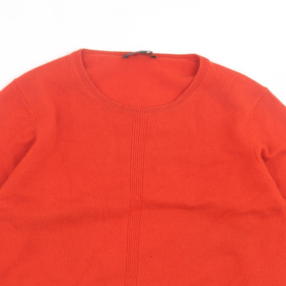 Jaeger Womens Orange Crew Neck  Cashmere Pullover Jumper Size M