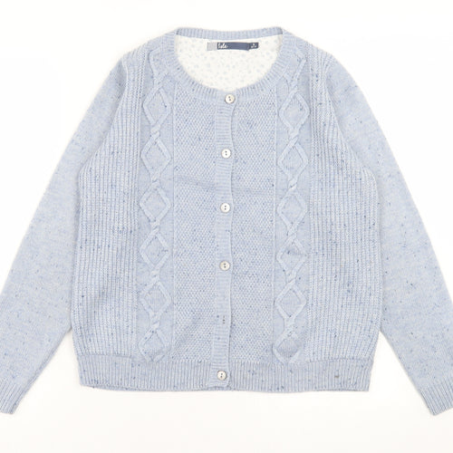 ble Womens Blue Crew Neck  Acrylic Cardigan Jumper Size S