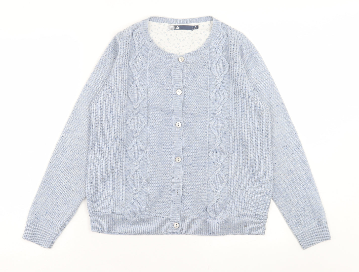 ble Womens Blue Crew Neck  Acrylic Cardigan Jumper Size S