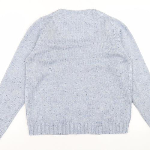ble Womens Blue Crew Neck  Acrylic Cardigan Jumper Size S